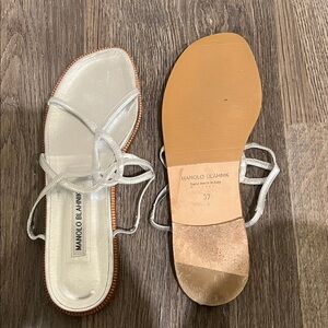 Manolo Blahnik Metallic Silver Sandals